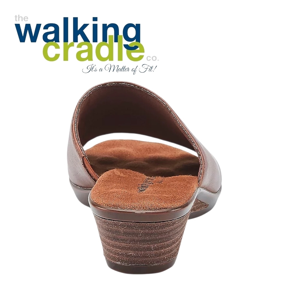The Walking Cradle Co Brown Leather Open-Toe Kerry Wedge Mule Women's US Sz 10½W - Picture 6 of 8